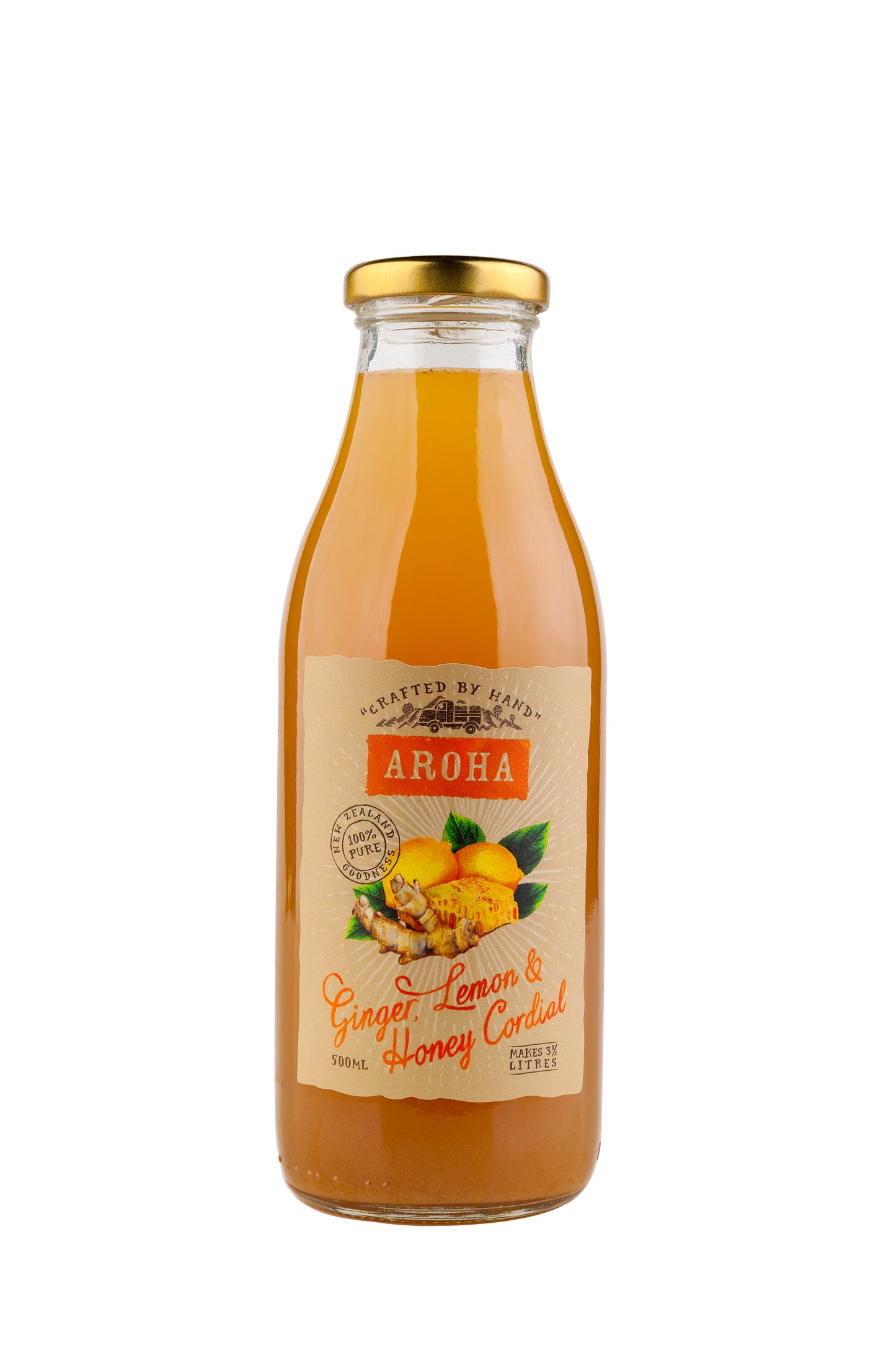 Aroha Ginger, Lemon & Honey Cordial 8 x 500ml